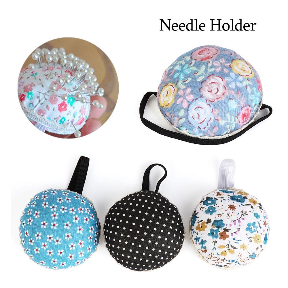 1Pc HOT Tool Button Storage Ball-Shaped Floral Sewing Pin Cushion Wrist Strap Needle Holder