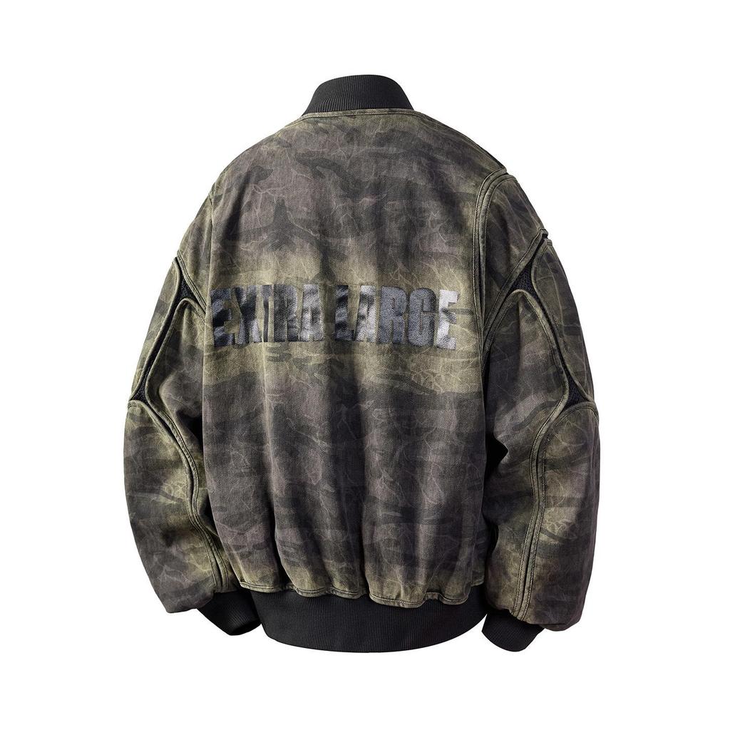 Men's Retro Camouflage Loose Fit Baseball Jacket - Casual Spring/Autumn Cotton Outerwear