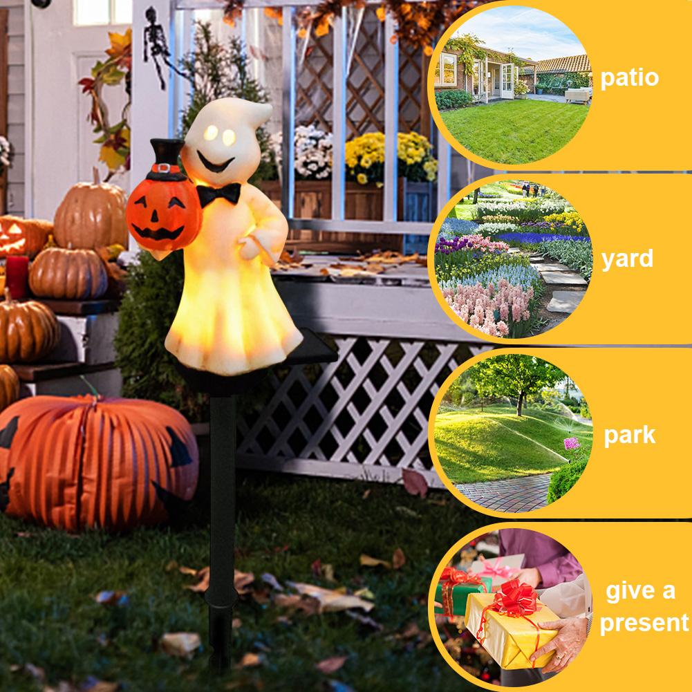 Outdoor Halloween Ghosts Pathway Light Waterproof Solar Ghost Lawn Stake Lamp for Garden Yard Pathway Party Decoration