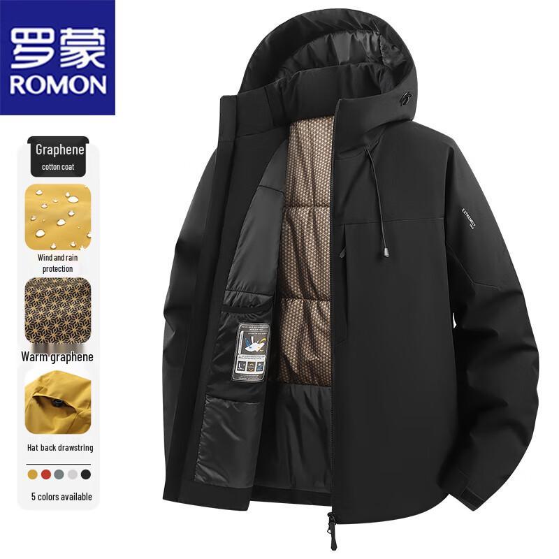 ROMON Men's Casual Hooded Padded Jacket