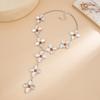 Punk Y-shaped Chain Necklace Gothic Flower Tassels Earrings Vintage Flower Pendant Necklace  Women