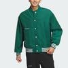 Adidas Casual Baseball Collar Striped Cotton Jacket Men Tops Forest-Green White IZ1601