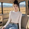 Spring and Autumn Colored Striped Long-Sleeved T-Shirt