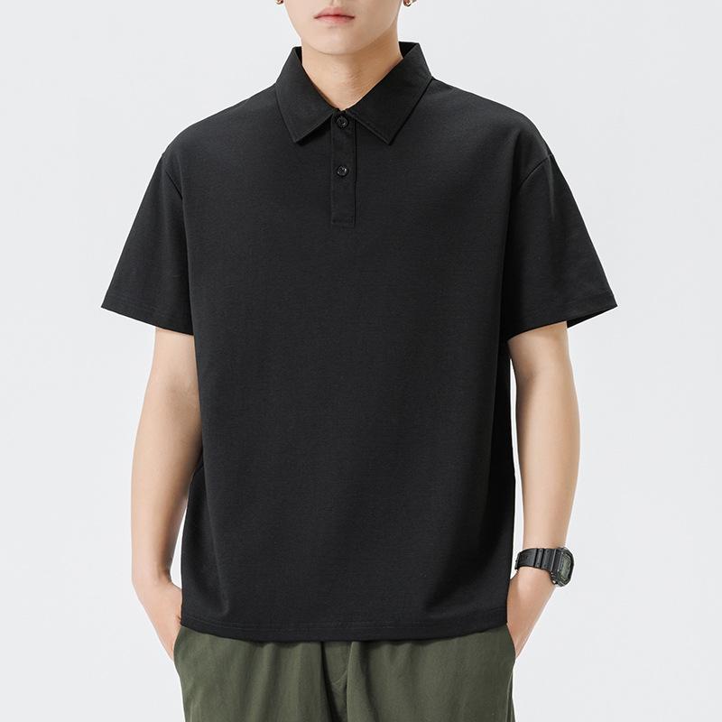 Updated Summer Lapel Polo Short-sleeved Mens Heavy T-shirt for Mens Lapel Thin Short T-t-thigh