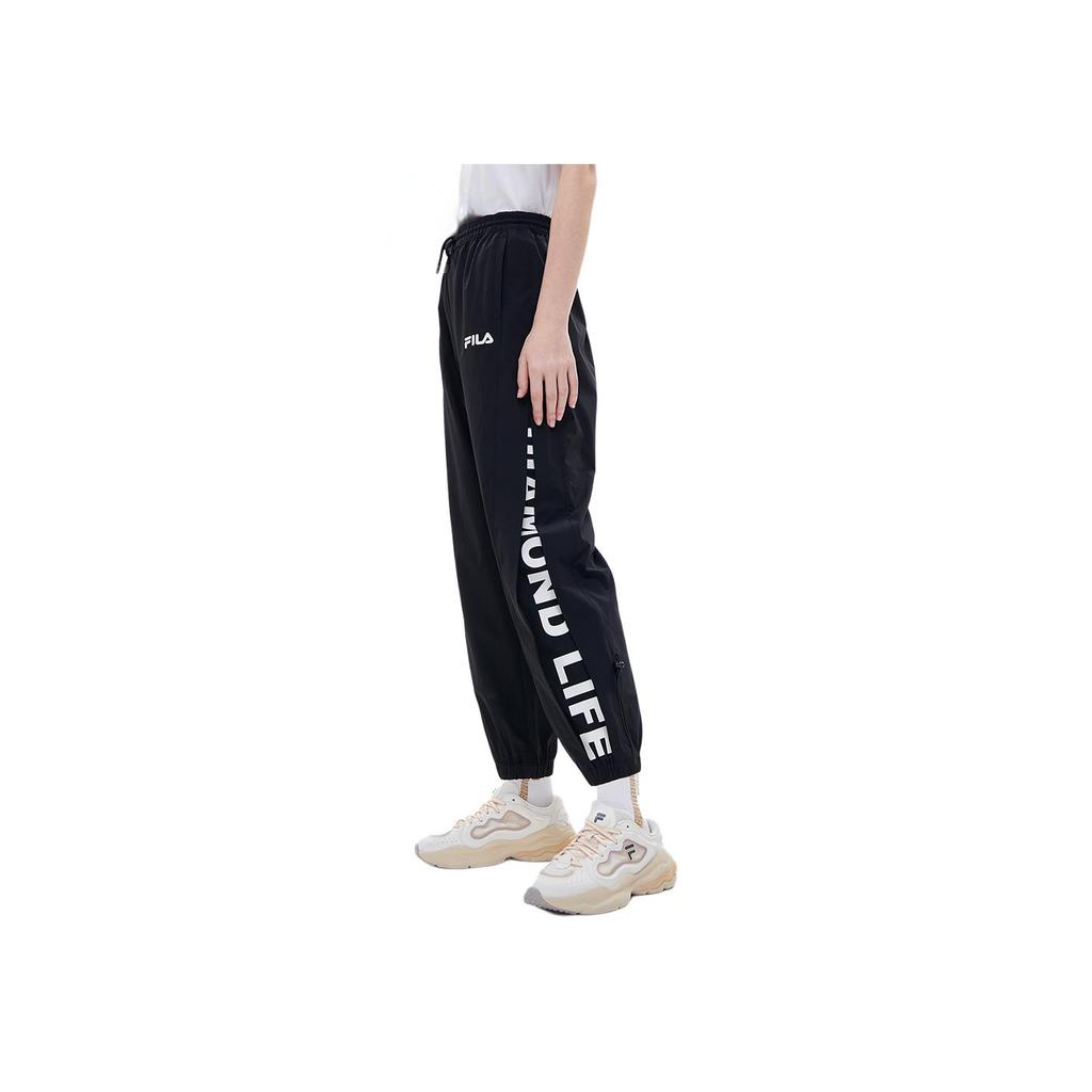 Fila Fusion Loose Letter Woven Sports Long Pants Women Bottoms Deep-Black T11W232802F-BK