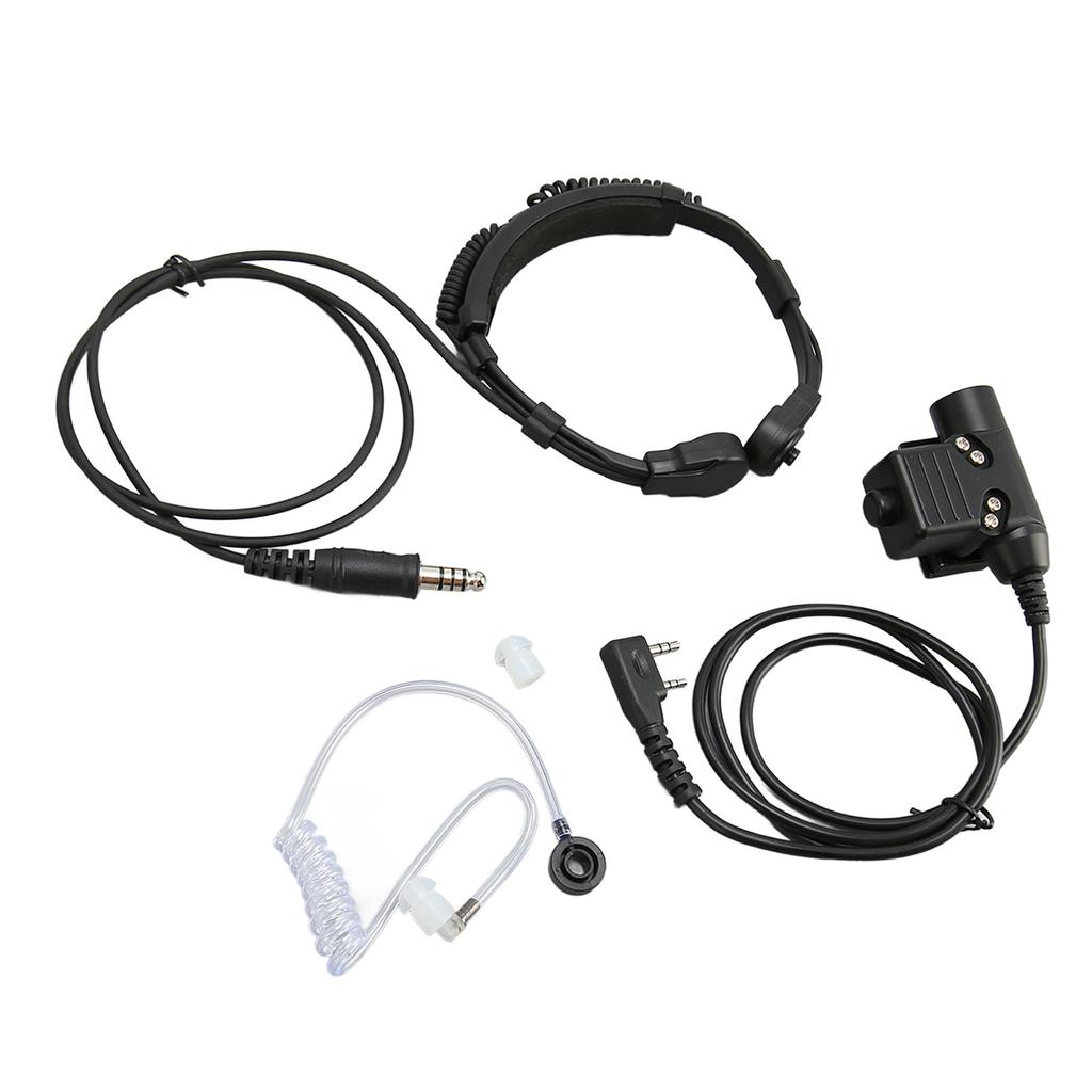 Throat Microphone Headset Telescopic 2 Way Radio Earpiece with U94 PTT for Baofeng UV 5R BF 888S BF
