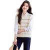 Autumn and Winter Striped Vest Women's Sleeveless Sweater Sweater Waistcoat Fashion New Shirt Layering Top