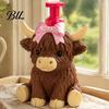 Pink Bow Cattle Soap Dispenser Highland Cow Dispenser, Refillable Hand Animal Bottle, Plastic Empty Pump Bottle for Bathroom, Housewarming Gift