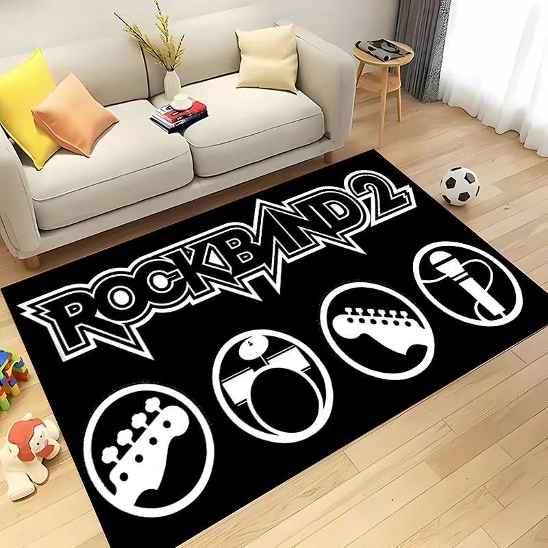 3D Printing Classic Rock Music Area Carpet for Living Room Cartoon Children's Bedroom Sofa Doormat Floor Rug Anti-slip Decor Mat