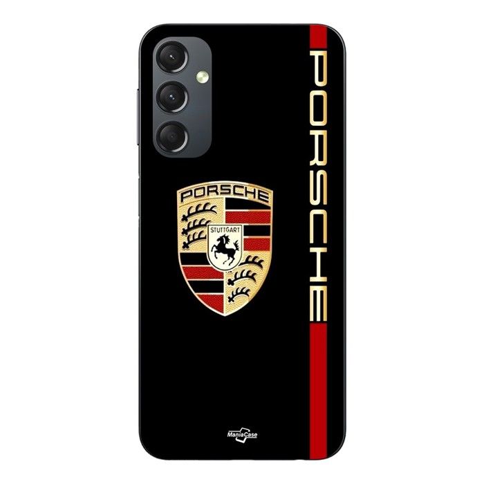 Pouzdro pro Samsung galaxy A24 PORSCHE logo červené a zlaté černý podklad Maniacase