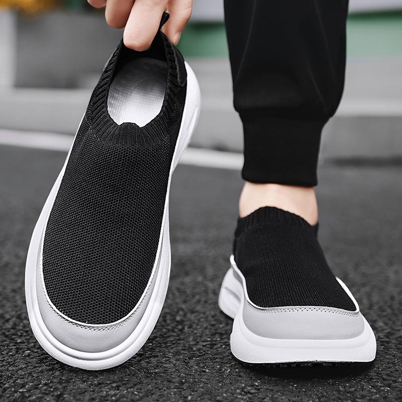 2025 New Men's Shoes Breathable Mesh Canvas Shoes Fashion Elastic Socks Running Shoes Comfortable Sneakers Men's Casual Loafers