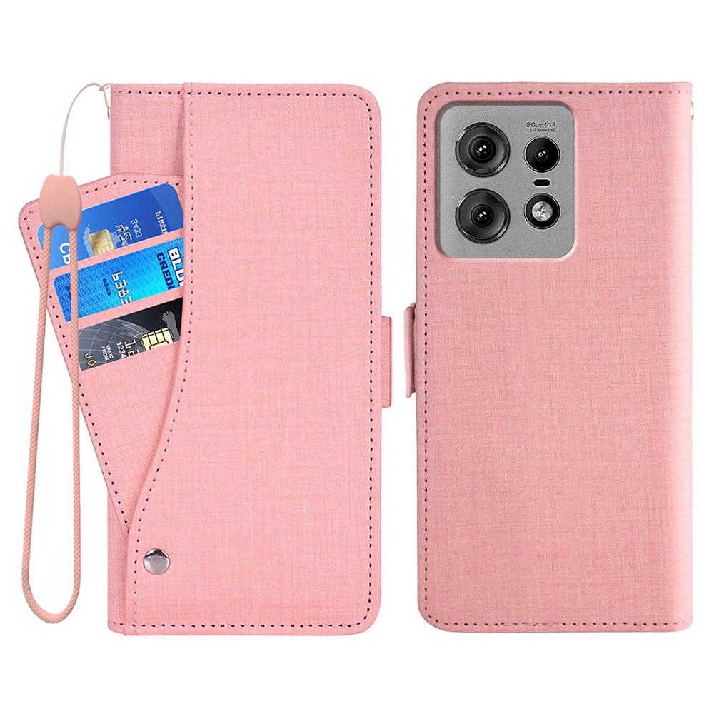 

For Motorola Edge 50 Pro 5G Case Jean Cloth Texture PU Leather Wallet Phone Cover with Rotating Card Slots