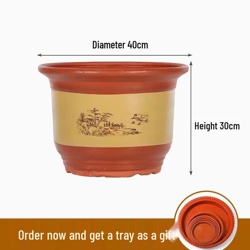 Extra Large Purple Clay Ceramic Flower Pot, Breathable Terracotta Bonsai Pot for Clivia - Free Shipping, Clearance