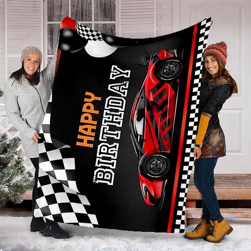 Racing Theme Printed Blanket - Perfect for Couch, Bed, Travel & Outdoor Use | Machine Washable, Cozy & Durable.