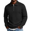 Men's Long Sleeve Jacquard Polo Shirt Half Zipper Collar Knit Sweater Pullover Casual Pullover Top