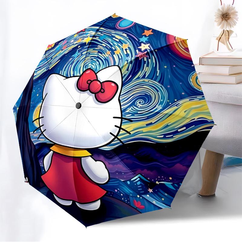 1pc Hello Kitty [Automatic Folding Umbrella] Durable Iron Frame & Rod, Portable Folding, All Seasons, Home Travel Outdoor, Makes a Great Holiday Gift