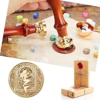 1 Set 3CM Wax Seal Stamp Star Sky Series Wax Stamp Swan Mermaid Flying Dragon Sealling Wax Wood Handle Tool