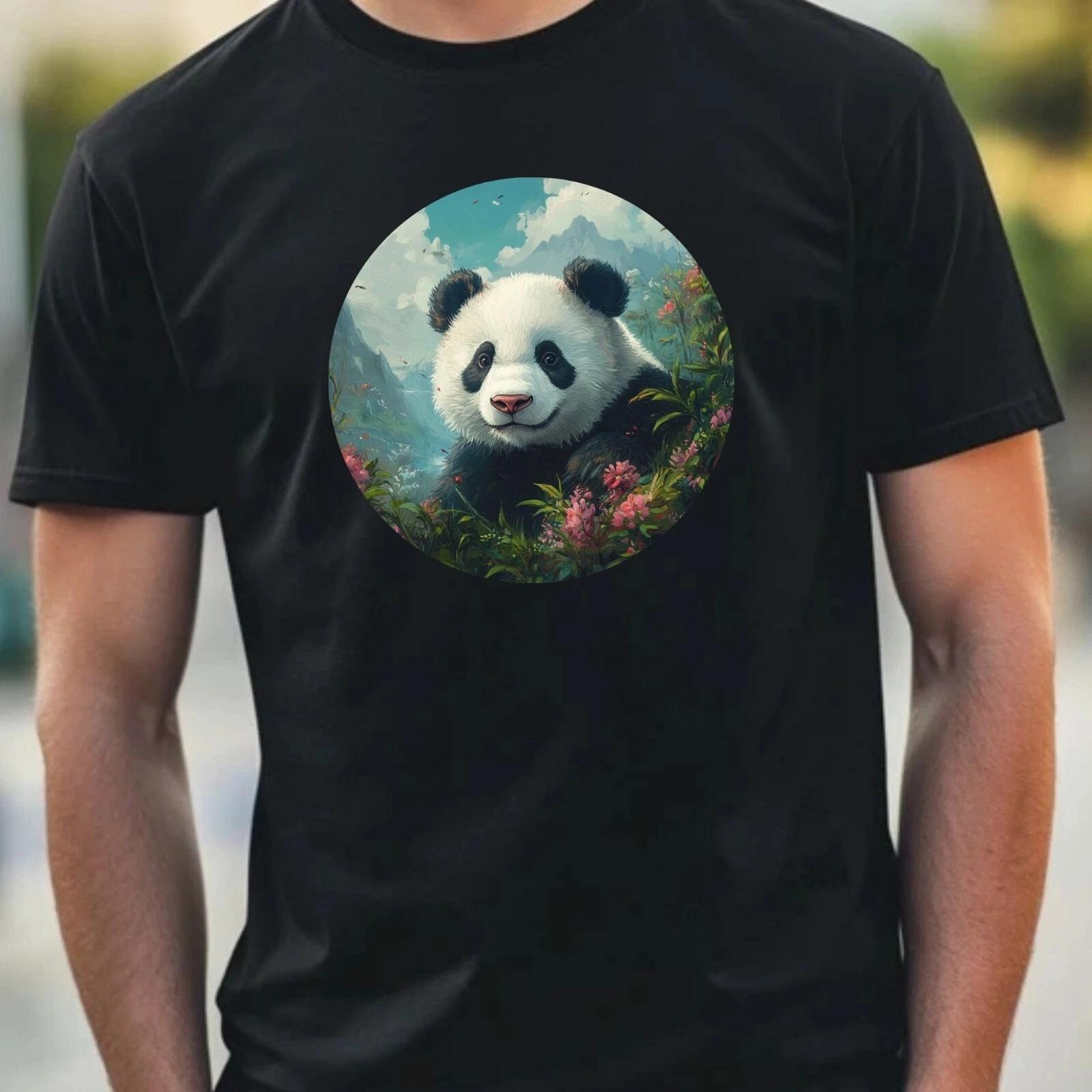 T-Shirt Herren Panda Portrait Motiv Baumwolle Größe XS bis 5XL XXXXL