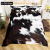 Brown Cowhide Duvet Cover Patchwork Cow Fur Farm Animal Bedding Set Western Farmhouse Retro Style Quilt Cover For Bedroom Decor