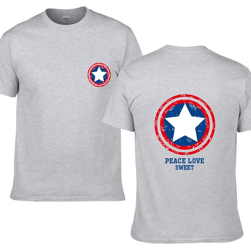 Classic Captain America Men's Casual T-shirt With Short Sleeves And O-neck Design