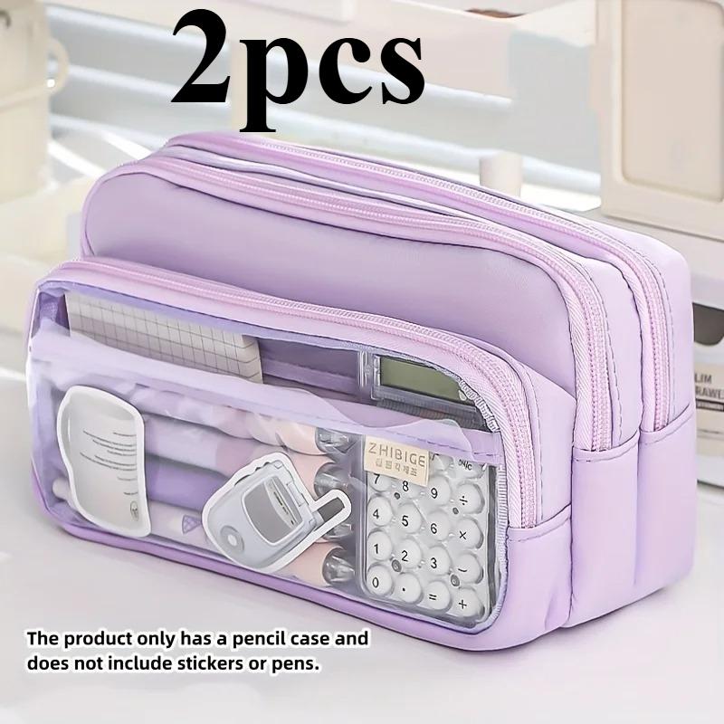 

2 шт. Большая вместительная сумка для канцелярских принадлежностей, Сумка для хранения канцелярских принадлежностей, ручек, стальных ручек, пеналов, Портативная сумка для хранения косметики