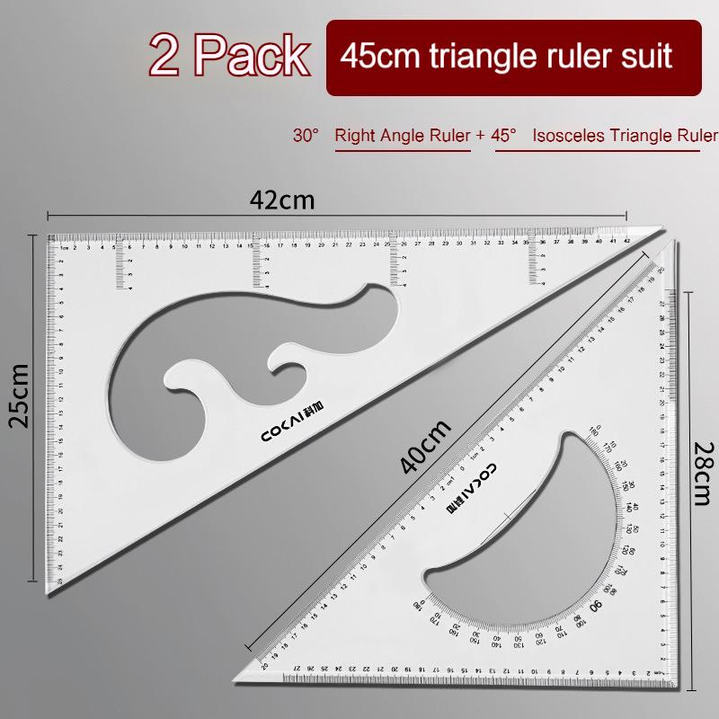 Premium Drawing Tool Ruler Set 30/45 Degree Triangle Ruler Protractor Compass Pencil Multi-Function Measurement Drafting Kit