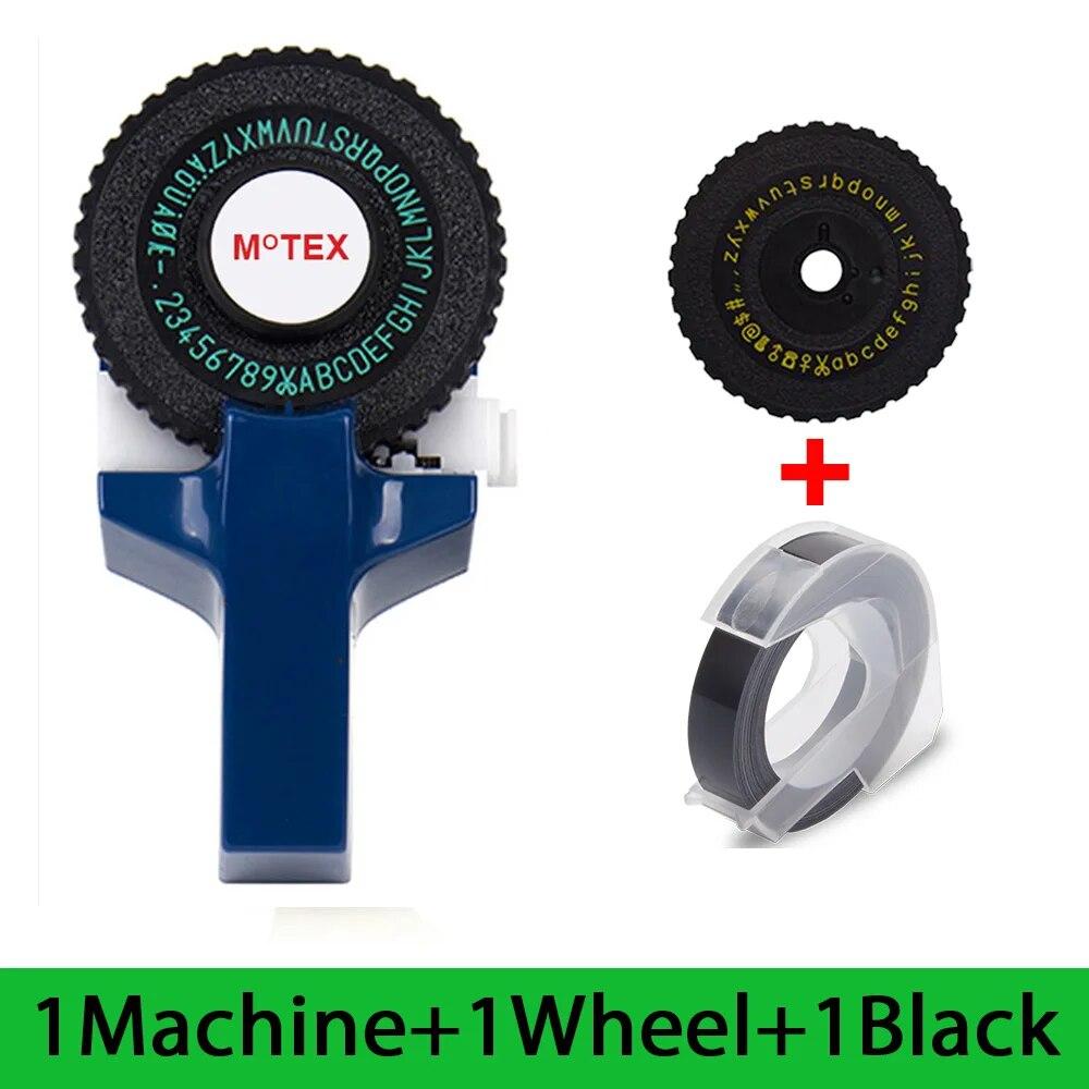 3D DIY Manual MOTEX E101 Label Maker with 3D Embossing Tape 9mm Black Tape for DYMO Manual Embossing Label Maker Typewriter