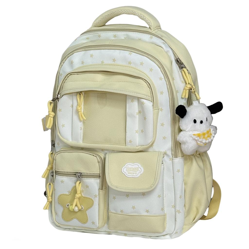 Schoolbag Schoolbag Japanese Ins High Value Fresh and Sweet Contrasting Color Splicing Backpack Junior High School Students Lightweight Travel