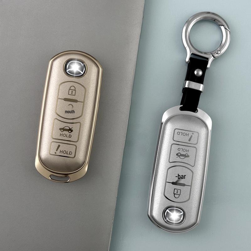 Nyckelfodral i aluminiumlegering för Mazda Atenza, CX-3, CX-5, Ruiyi, MX-5 och Angkesaila med nyckelpåse-spänne.