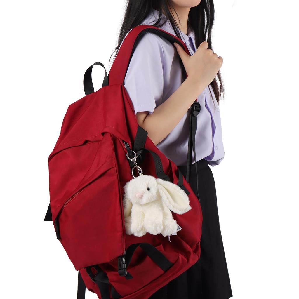 Apricot Lamb Cute White Bunny Soft Keychain Plush Toy, Perfect for Boys and Girls, Fits Kids Backpacks and Purses, 15cm