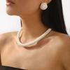 French Temperament Elegant Pearl Earrings Necklace, Banquet Wedding Bridal Jewelry Set