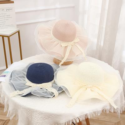 Summer New Woven Straw Hat Beach Vacation Lace Beach Sunscreen Sun Hat