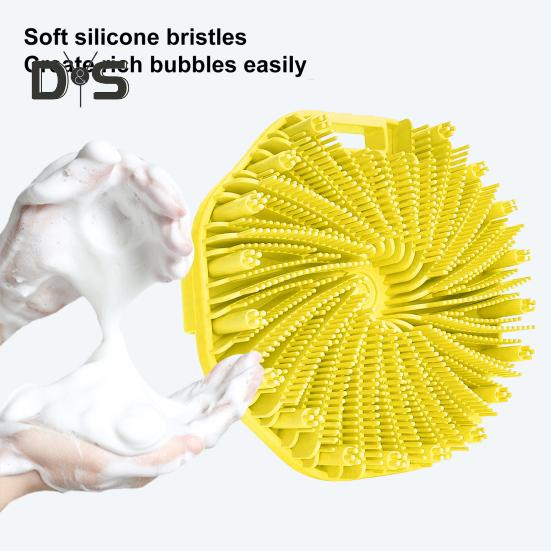 Silikon-Badebürste, Peeling-Körperschrubber für empfindliche Haut mit Massagesäulen, Anti-Rutsch-Griff, Körperbürste