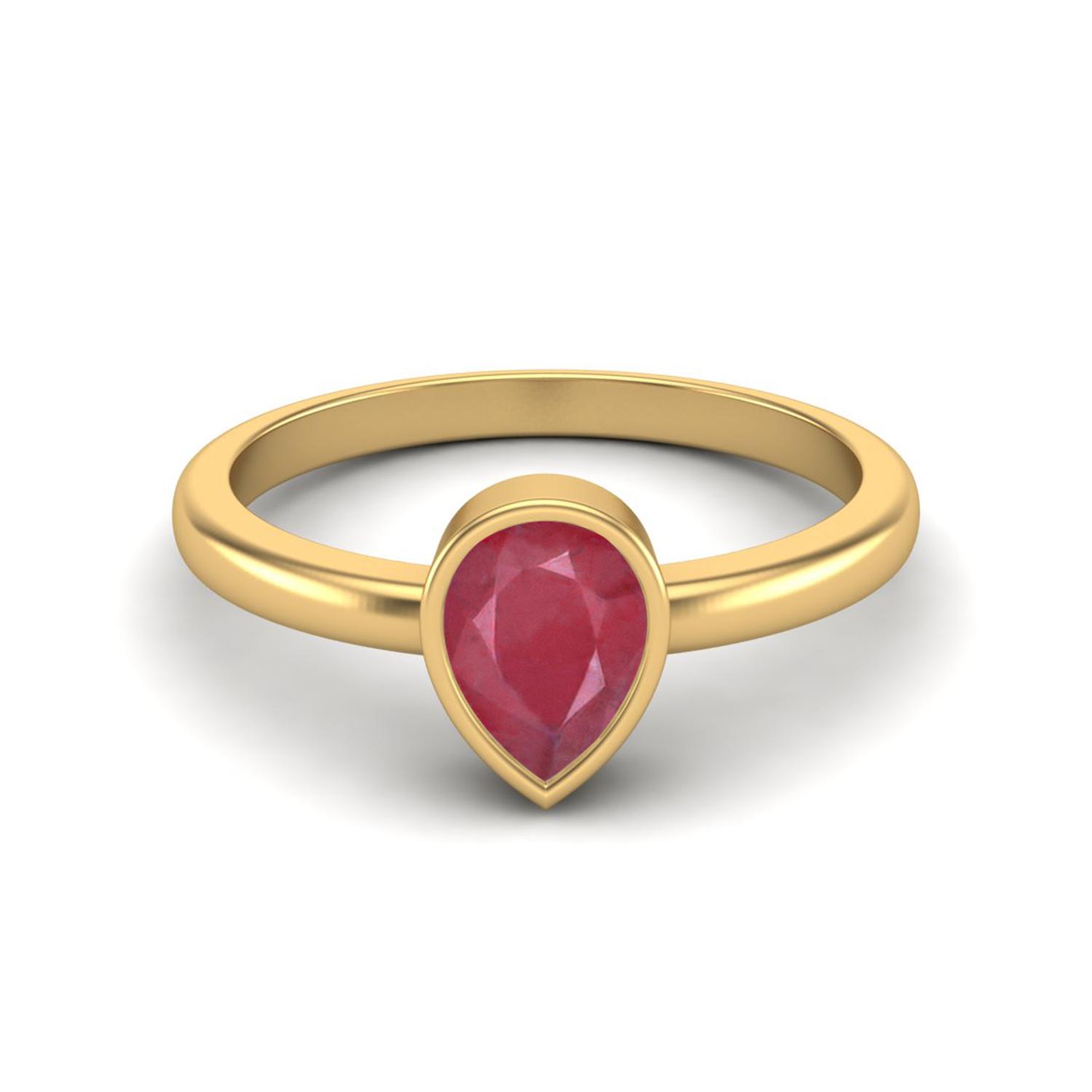0.75 Cts Pear Shape Ruby 925 Sterling Silver Gold Vermeil Solitaire Engagement Women Ring 6