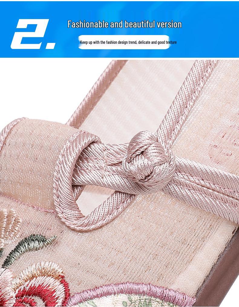 Women's Ethnic Style Embroidered Mesh Slip-On Flats - Breathable Summer Shoes