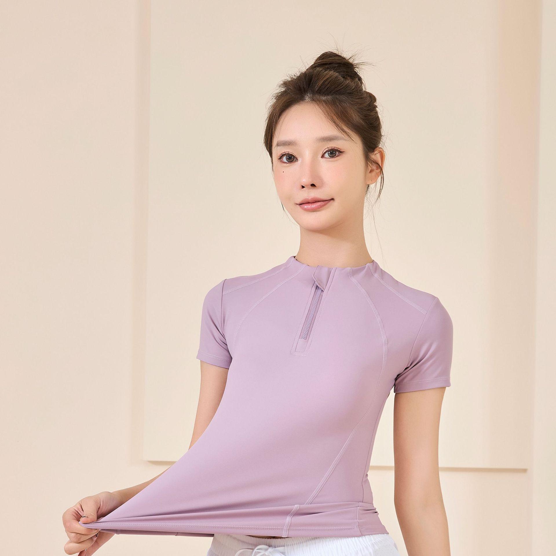 

Дышащая летняя футболка для тренировок для бега, спортзала и йоги Small фиолетовый/розовый