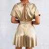 Low Cut V Neck Sexy Fashionable Dress Elegant Waist Cinched Summer New Arrival Women's Clothing Short Sleeveless Dress