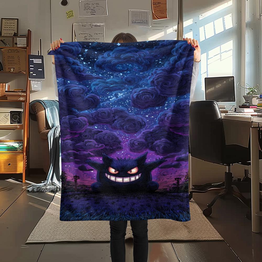 Gengar Print Flannel Blanket,High quality Comfortable for All Seasons,Home Decor,Warmth and Comfort,Perfect for Christmas Gifts