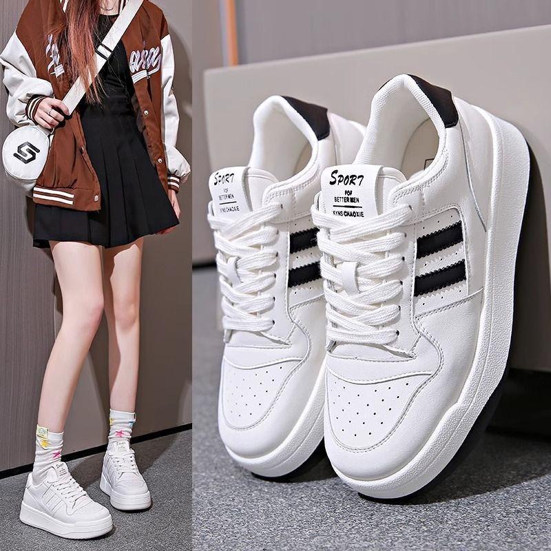 Little white shoes girls versatile spring and autumn flat thick sole spring new order surge casual sports shoes