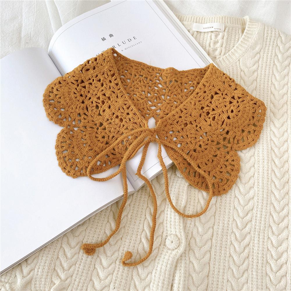 Fake Collars Shawl O-Neck Doll False Collar Shirt Women Hollow Crochet Lace Detachable Collar Clothes Accessories Faux Col