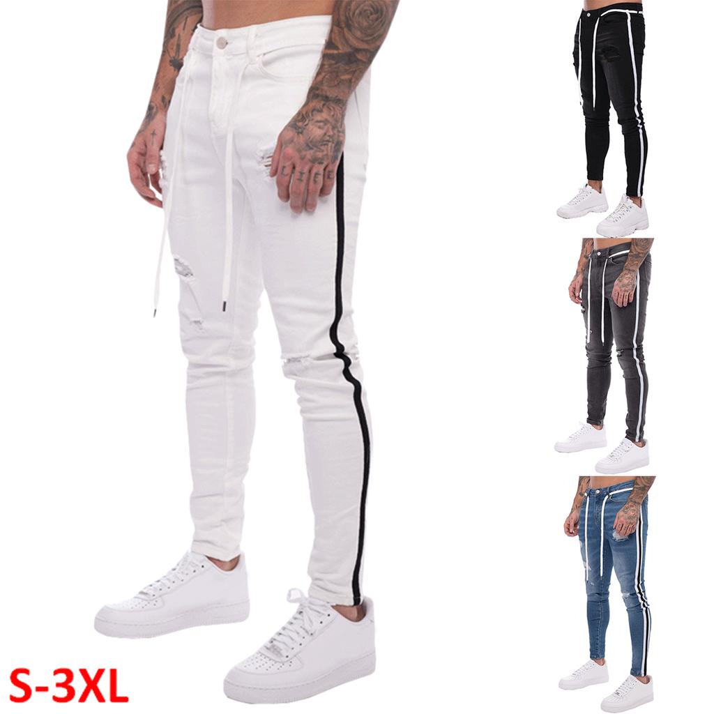 Hombre Raya lateral Skinny Jeans Spring Slim Fit Ripped Hole Vintage Plus  Size Lace Up Pantalones Vaqueros comprar a buen precio — entrega gratuita,  reseñas reales con fotos — Joom