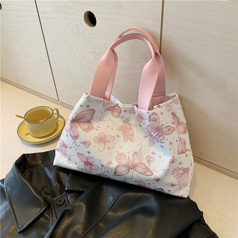 

Trendy Medium Size Spring Summer Women s Tote Bag With Chic Butterfly Design Perfect For Daily Use розовый