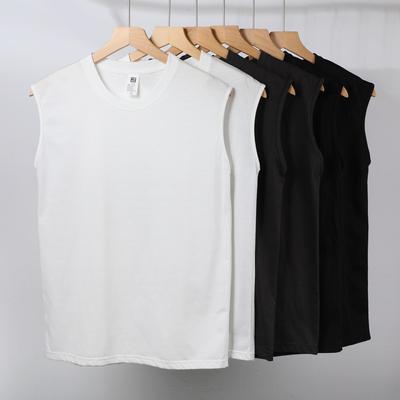 Men's Wide Shoulder Vest Spring and Summer Sports and Fitness Shoulders Running Bottom Sweatshirt Sleeveless T-shirt Men