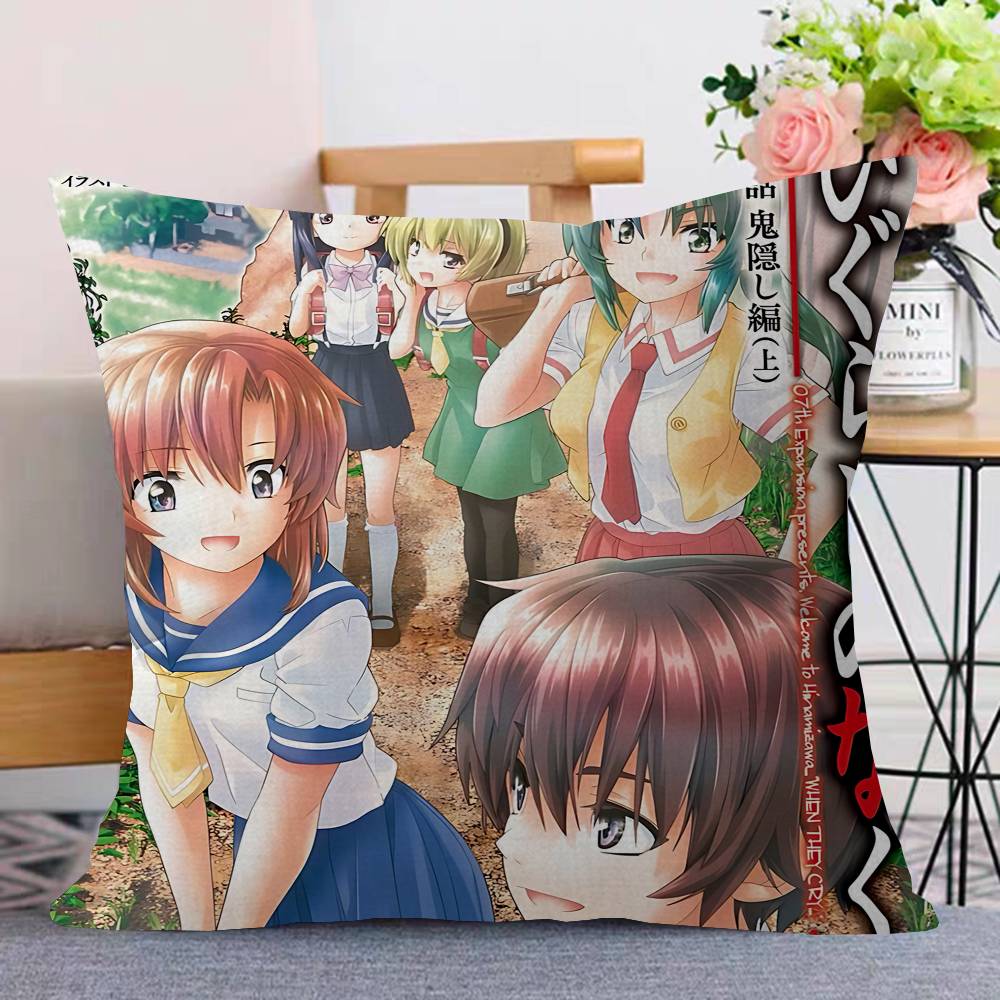 Higurashi When They Cry Cartoon Personalized Picture Text Home Decorative Pillows Household Gifts 45x45cm