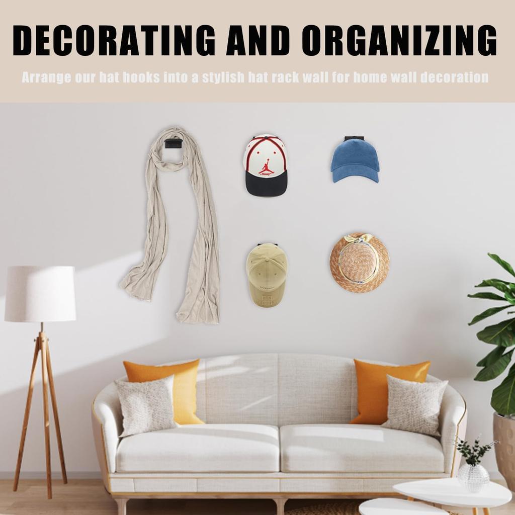 Clino 20 Pack Adhesive Hat Hooks, No Drilling Required, Durable and Stable Hats Rack, Home Organizer Hook, Cap Storage Display Hanger for Walls,