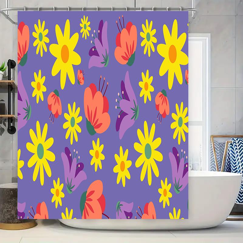 

Colorful Butterfly Flower Shower Curtain Decorative Home Bathroom Accessories Set Waterproof Fabric Decoration (within 128 chara 90x180cm
