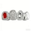 Hot Selling Hip-hop Red with 4 Teeth sharp Teeth Vampire Personality Electroplated Brass Zircon Gold Grills Party Gifts