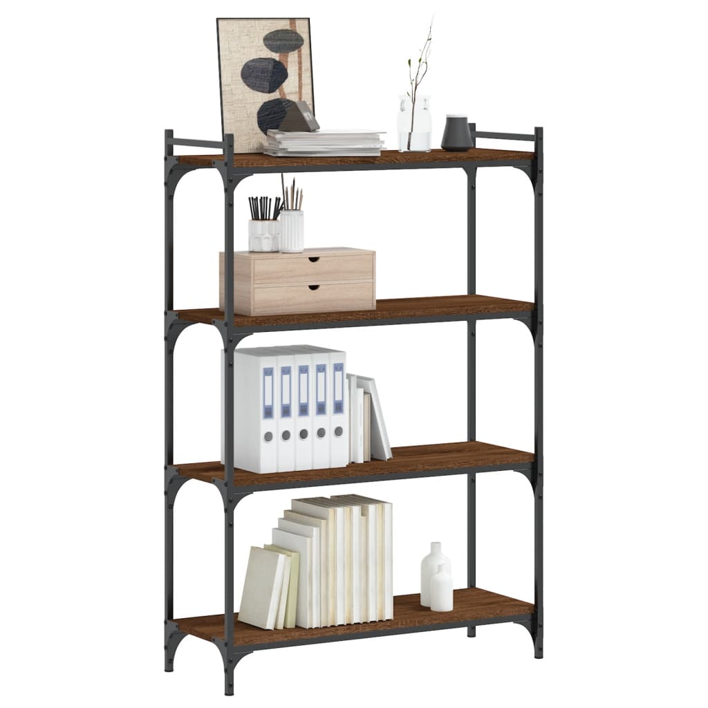 Bookshelf 4 Shelves Brown Oak Effect 80 X 30 X 120 Cm Engineered Wood