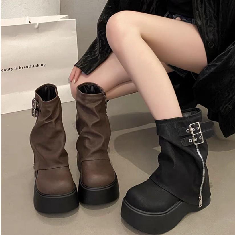 Retro versatile short boots women's spring new sweet and cool babes fashion versatile and thin trousers Martin boots