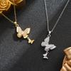 Women's Titanium Steel Butterfly Necklace with Micro-inlaid Zircon - Fashionable and Versatile Jewelry Accessory